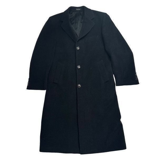 Lauren Ralph Lauren Mens Black Wool Trench Coat 36R Timeless Luxe Heavyweight