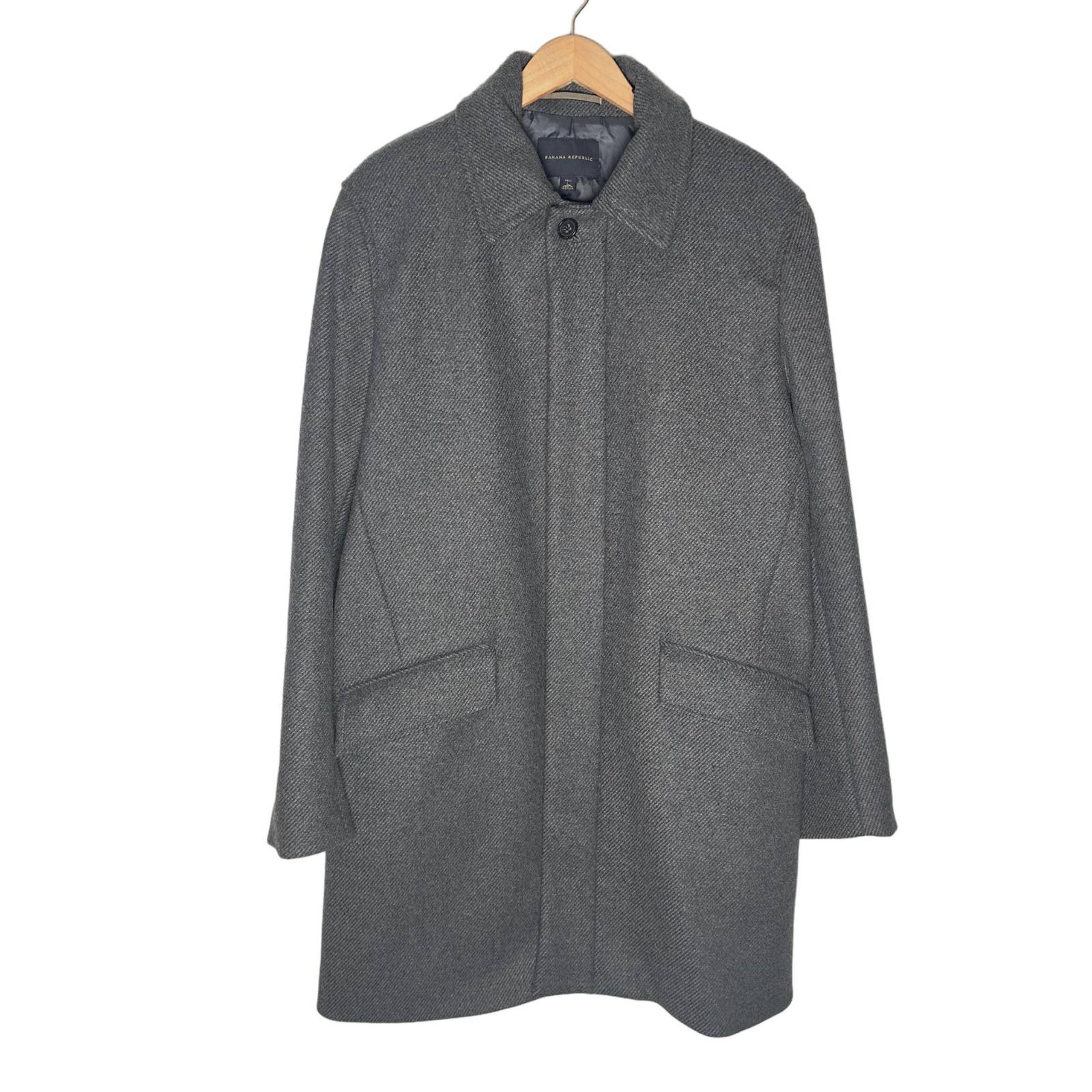 Banana Republic | Men | Gray Wool Blend Tweed Tall Top Coat | Size Large