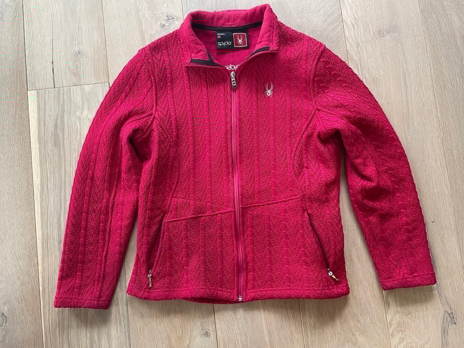 Spyder fleece zip up - raspberry knit size XL