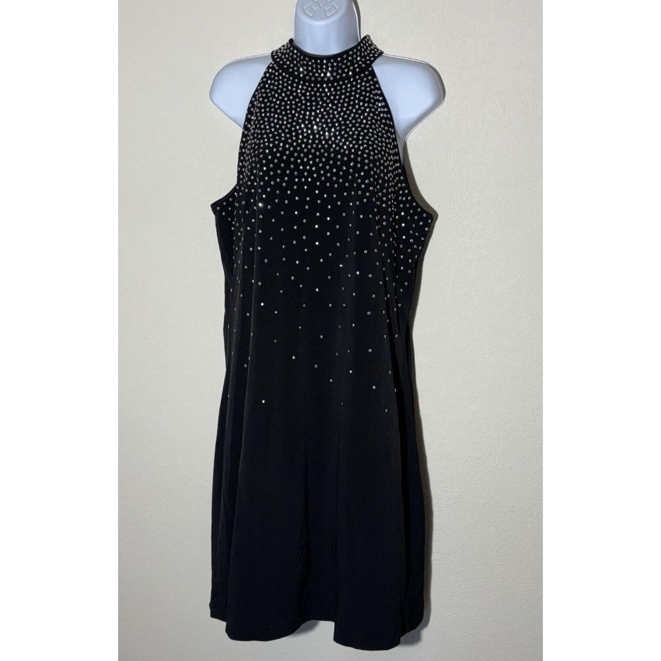 Womens Dress 14 Black w Silver studs Embellished Jax Lined Chocker Coller Goth