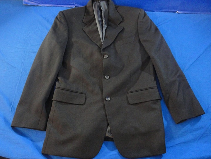 sz36x32 3 BUTTON FALL DESIGNER JONES NEW YORK BLACK SUIT JACKET 100% WOOL RC 810
