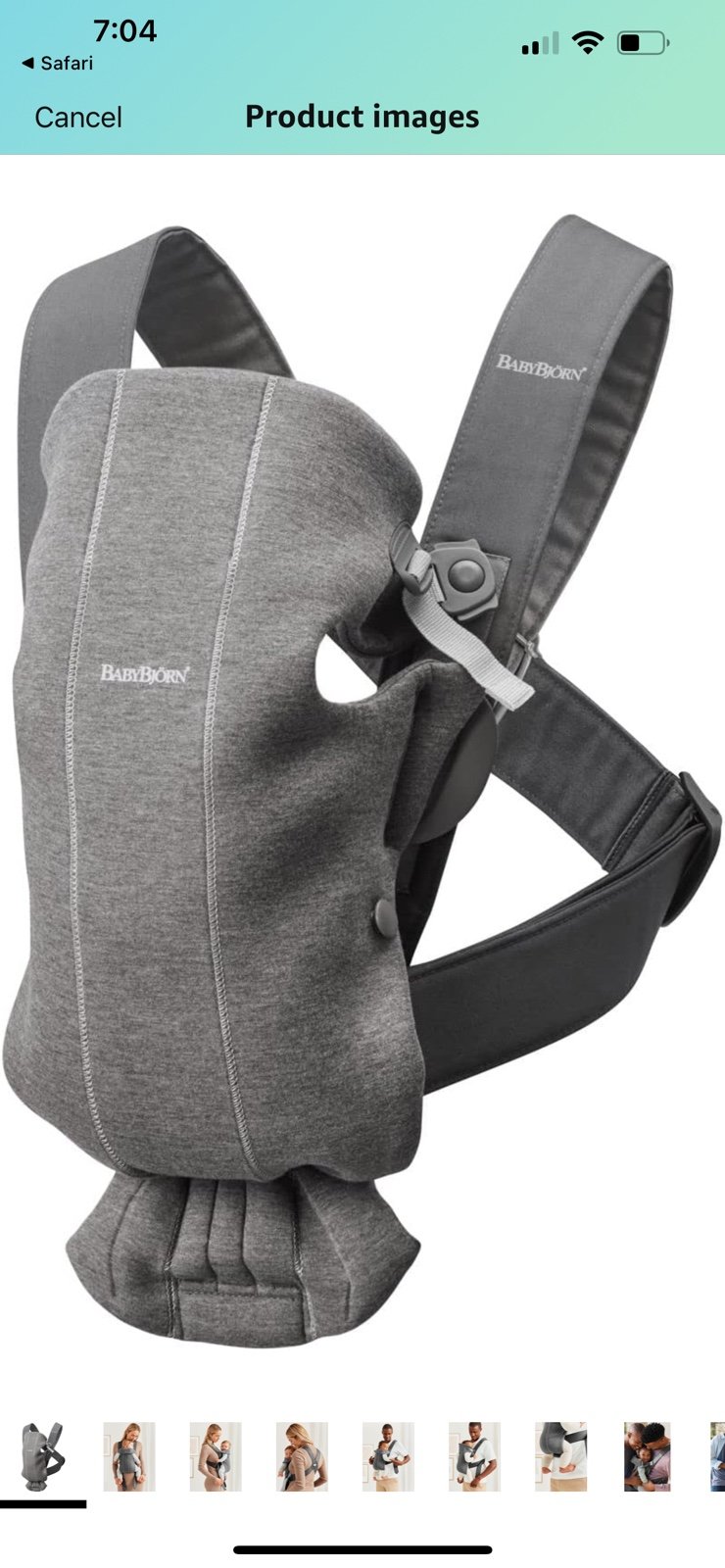BabyBjörn Baby Carrier Mini, 3D jersey, Dark gray