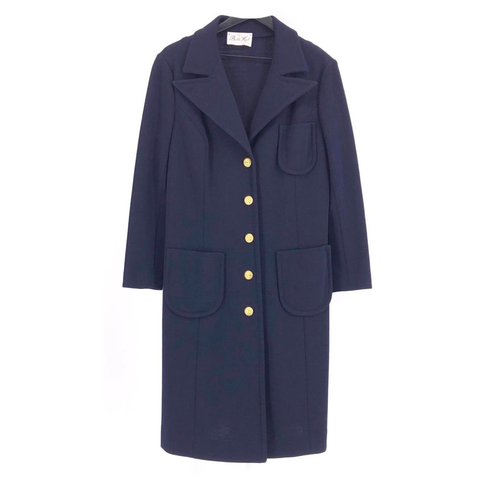 60s navy wool blend knit dress coat Butte Knit 1960s vintage