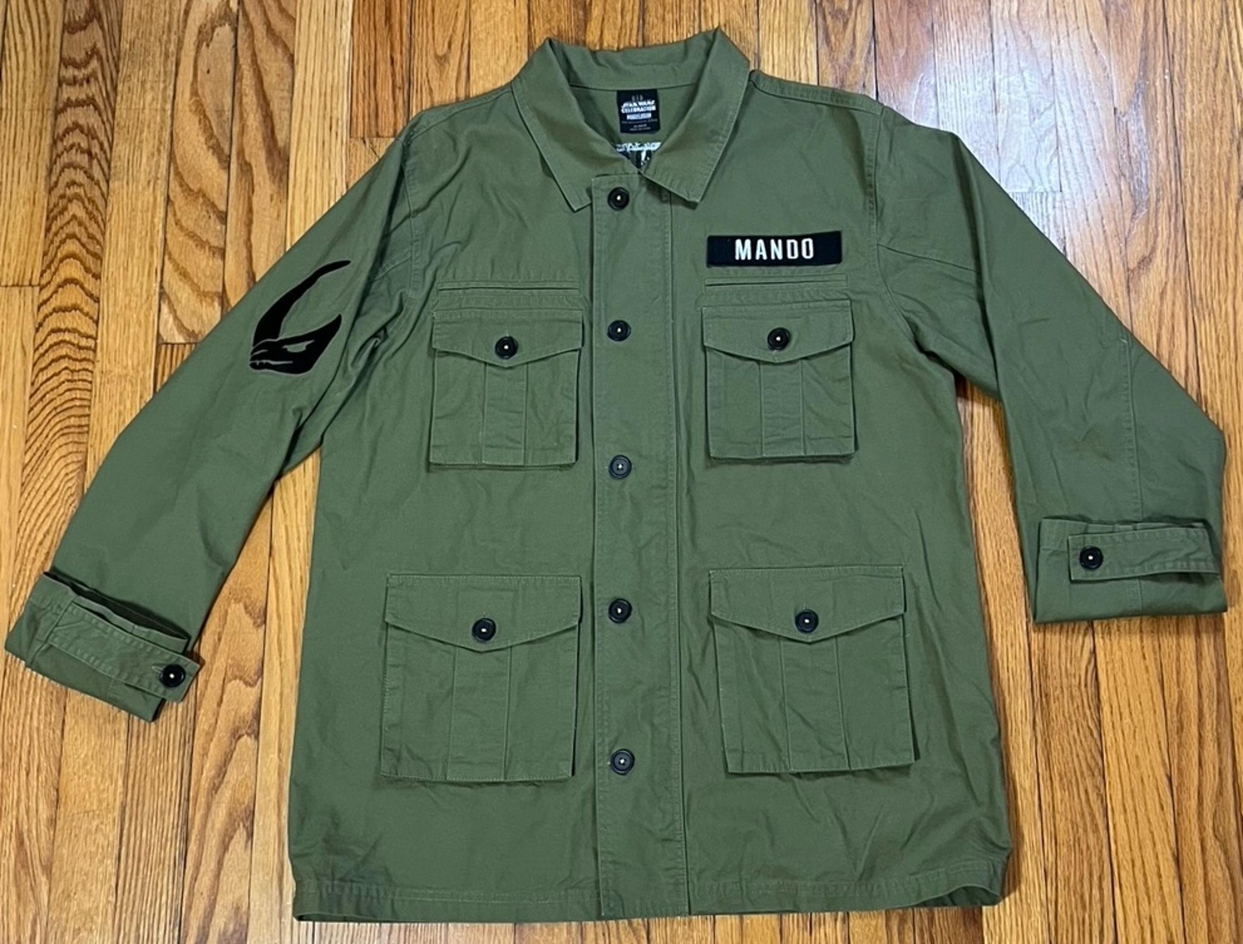 Star Wars Celebration The Mandalorian Green Military Jacket Zip Button Men’s XL