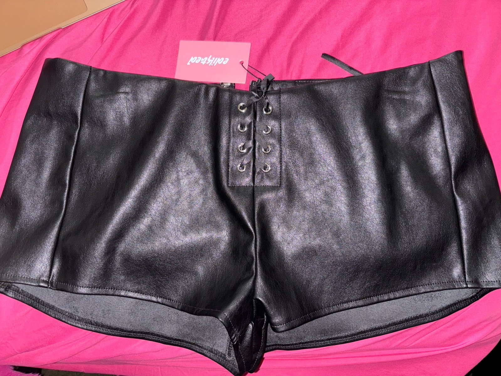 Black leather shorts