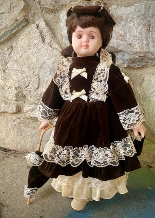 Victorian Franklin Heirloom Porcelain-Made Doll; Poppy (17 in tall)