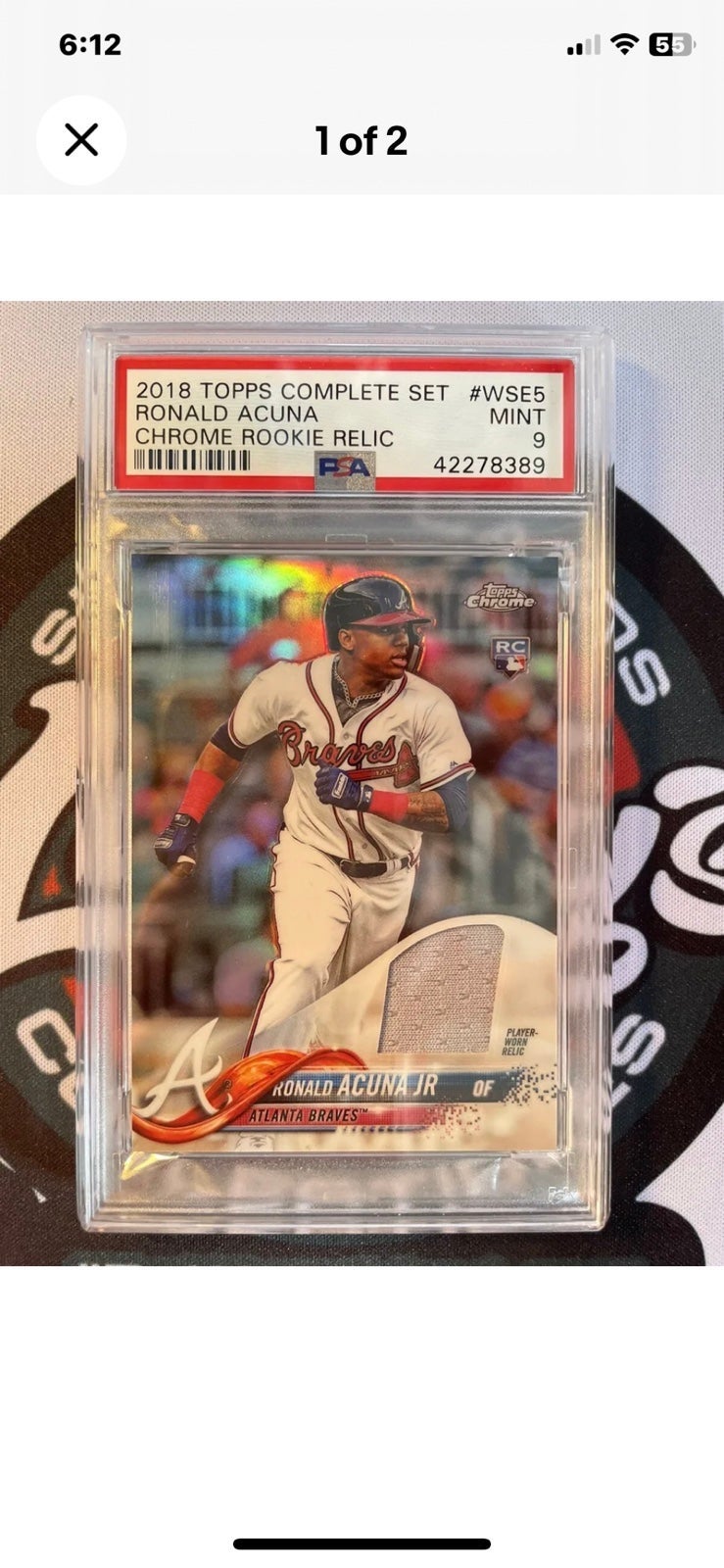 2018 Topps Chrome RONALD ACUNA JR PSA 9 REFRACTOR ROOKIE RC RELIC SP Braves
