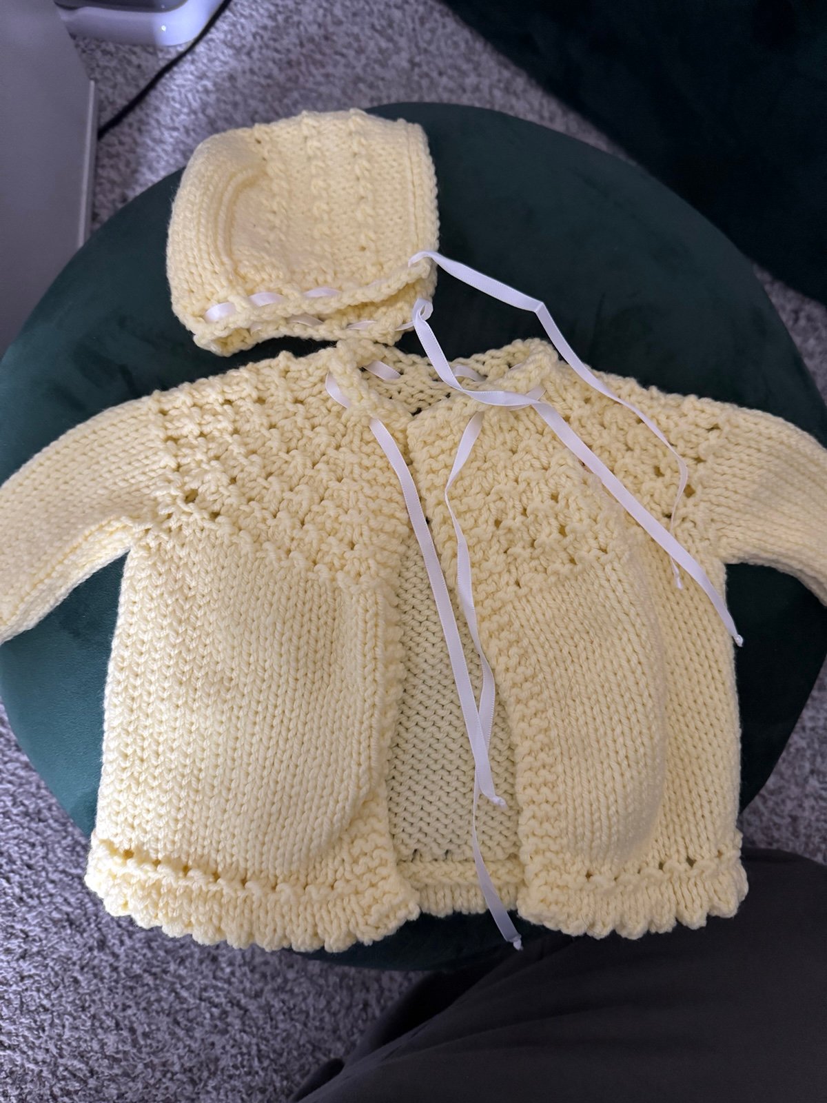 Hand Crocheted Baby Sweater Set