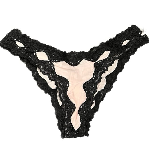 Victoria’s Secret Supersoft Satiny Lace Trim Cheekini Panty Ruched Back Medium