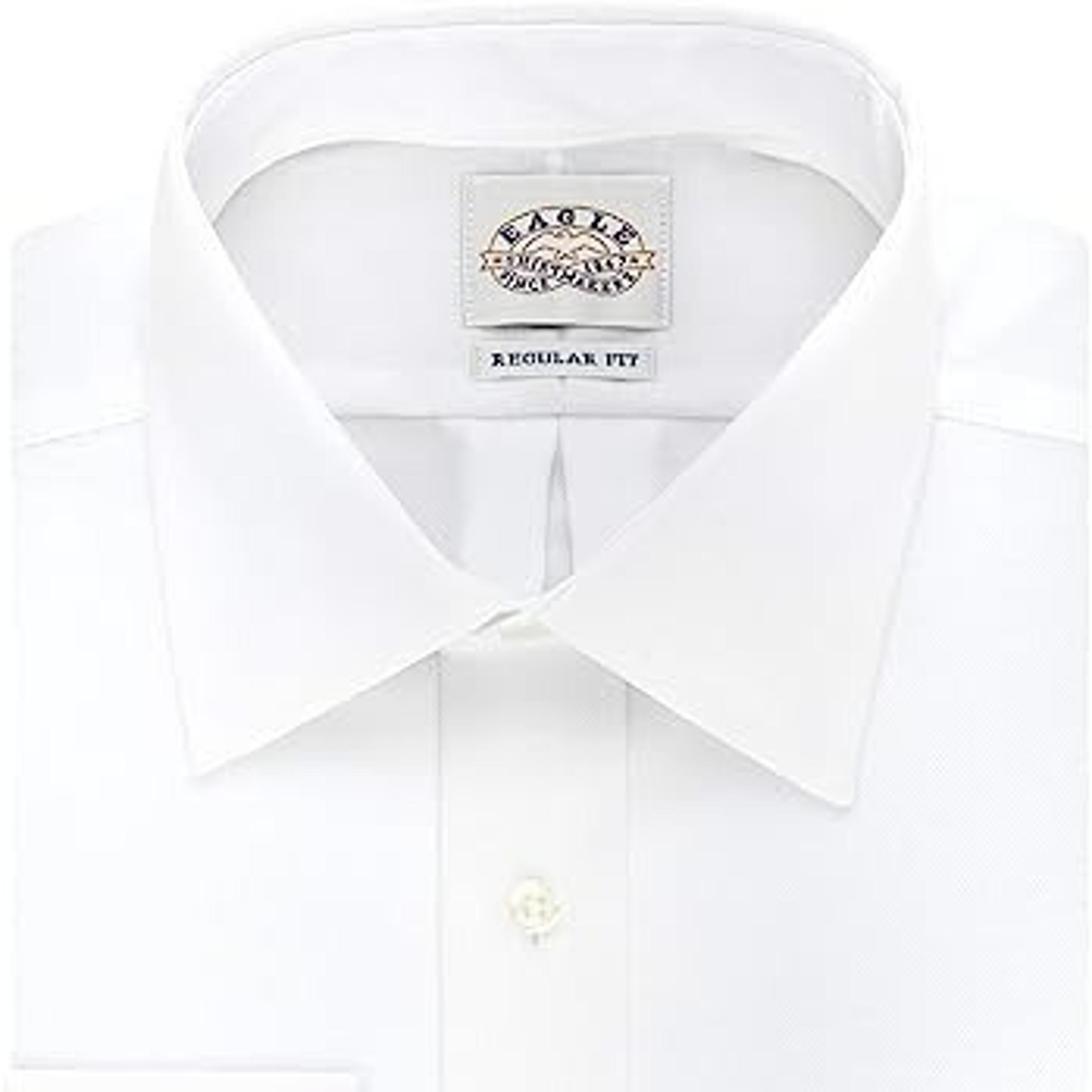 EAGLE Mens White Classic Fit Non Iron Dress Shirt 15.5- 34/35