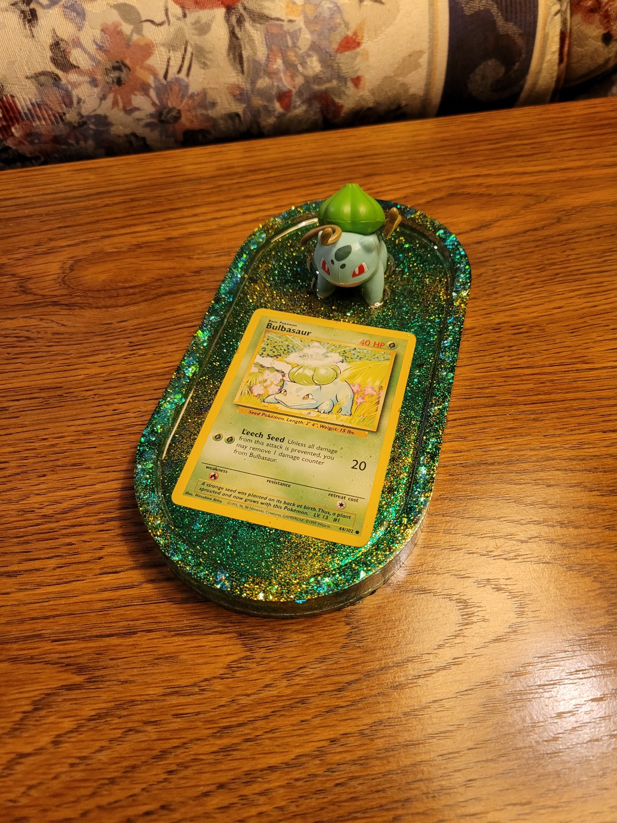 Pokemon bulbasaur trading card jazwares figure epoxy resin trinket dish coaster