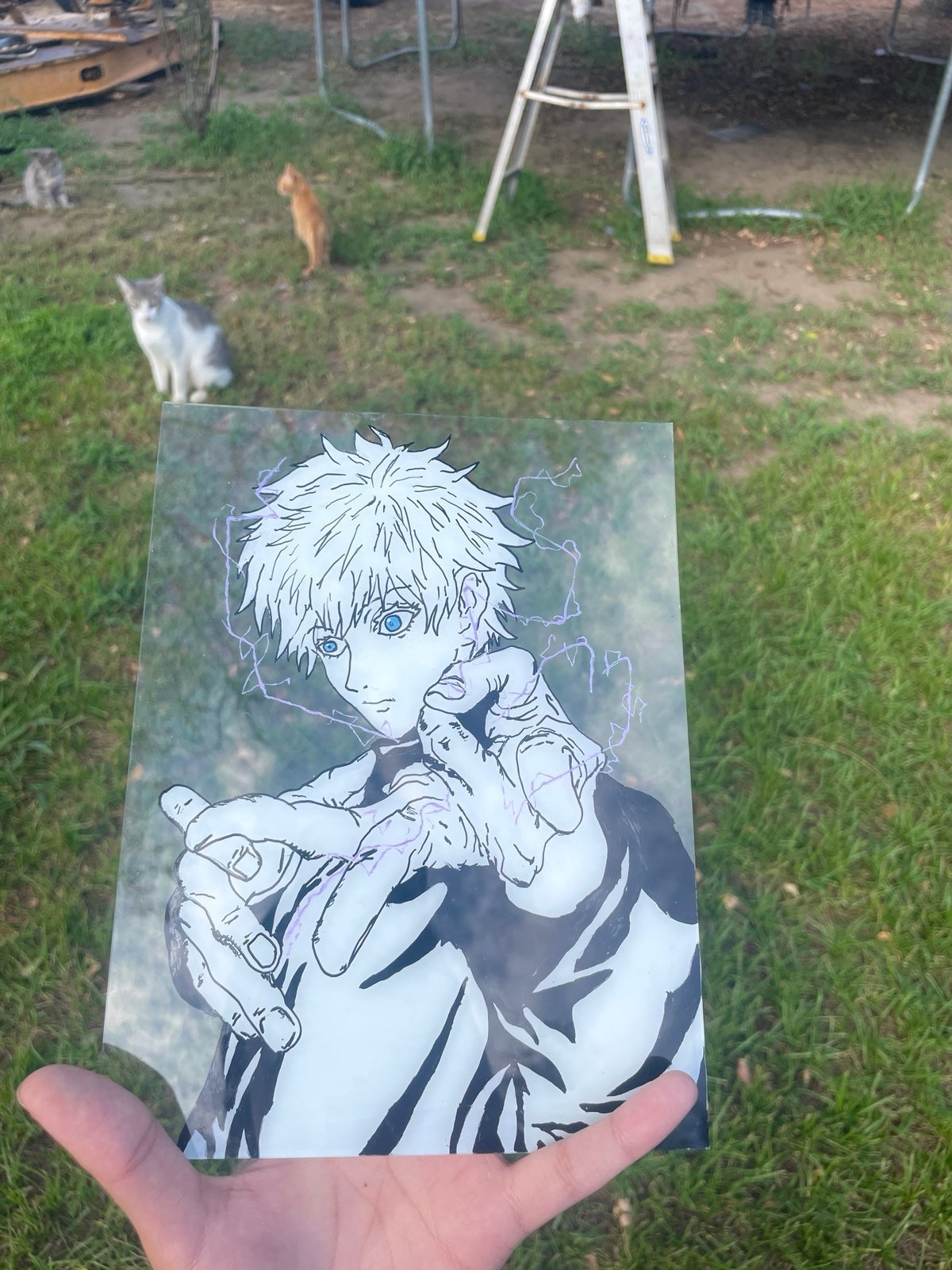 Gojo Satoru anime glass painting