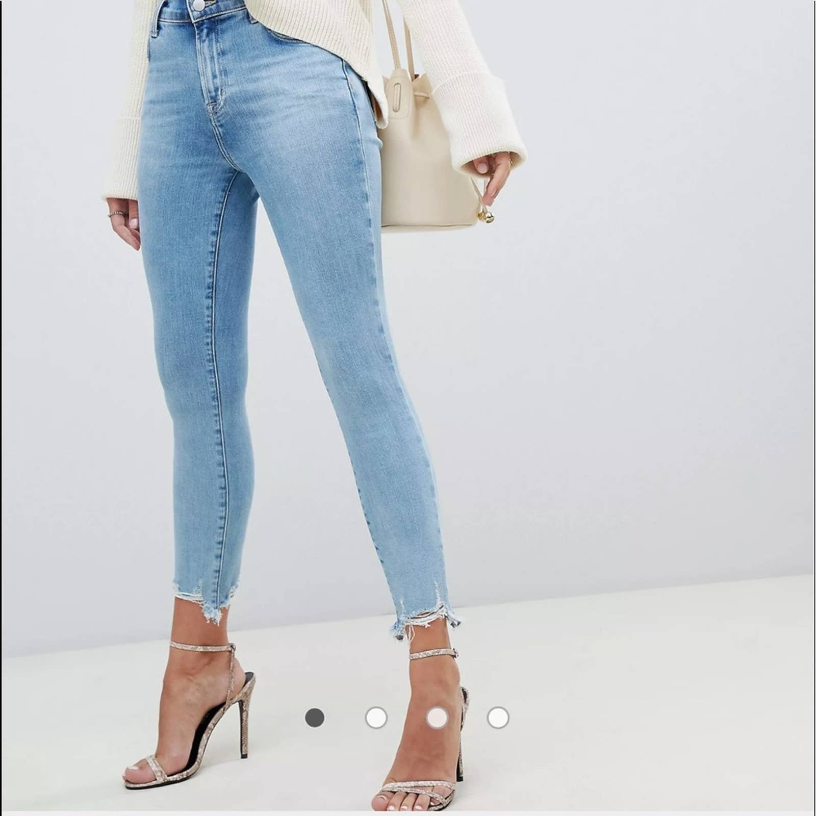 J Brand Alana High Rise Skinny Crop Jeans Distressed Hem Teardrop Wash 23