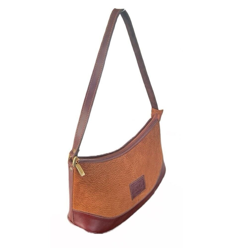 Unique Argentinian Carpincho Suede Capybara Leather Shoulder Purse Bag Brown