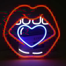 Heart Lips Neon LED Sign - Dimmable, USB-Powered--NEW