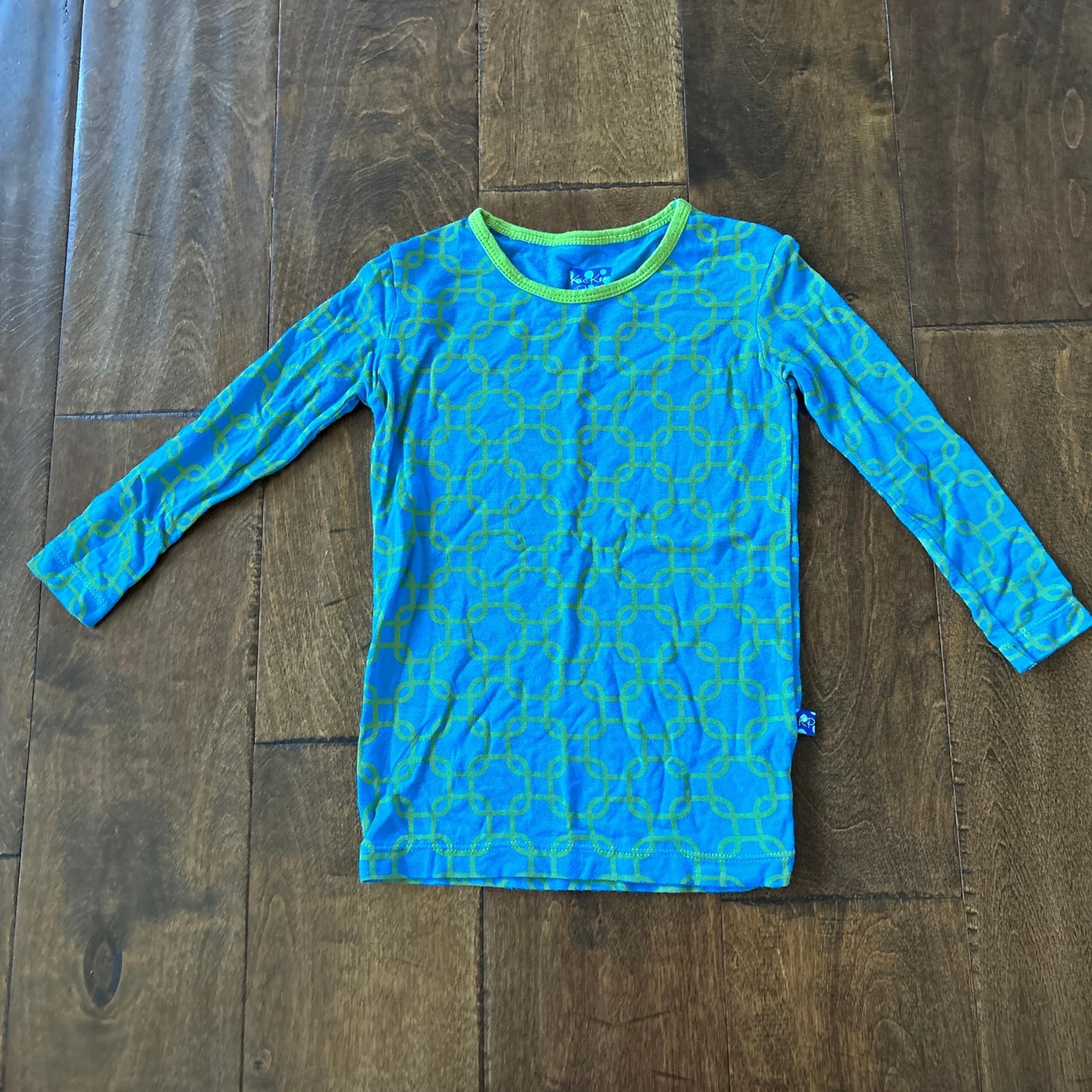 Kickee Pants Boys Girls Shirt Size 4T Blue Green Top Bamboo