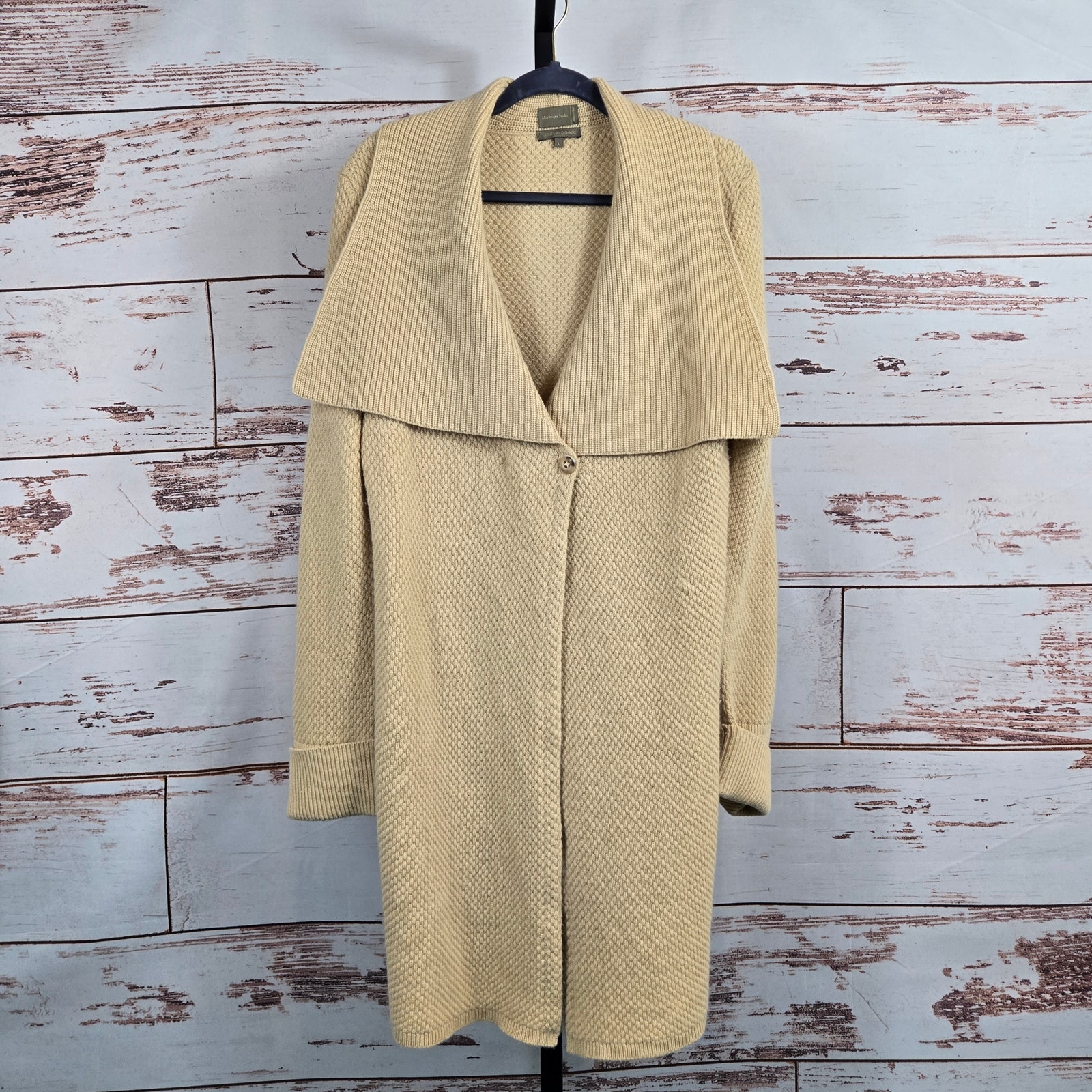 Mantovani Studio Cashmere Sweater Coat Long Cream Size Large
