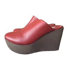 Fausto Santini Leather Closed Toe Mule in Red Size 7