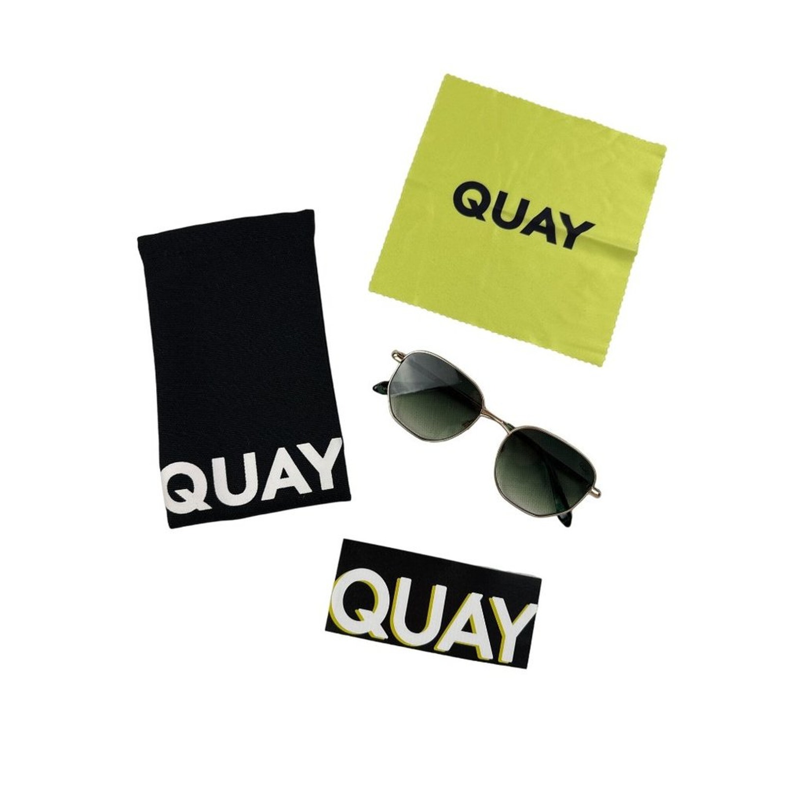 Quay Big Time Texture Geometric Frame Sunglasses in Green