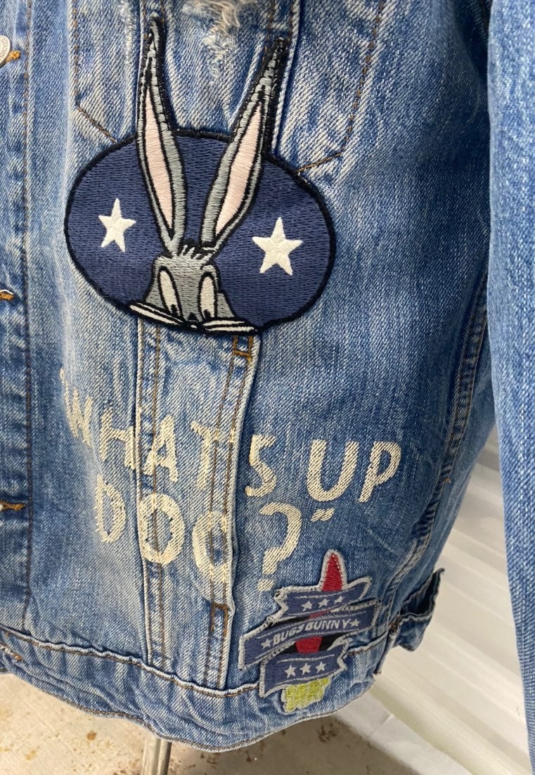 Rare Zara Womens Looney Tunes Premium Denim Oversized Jacket