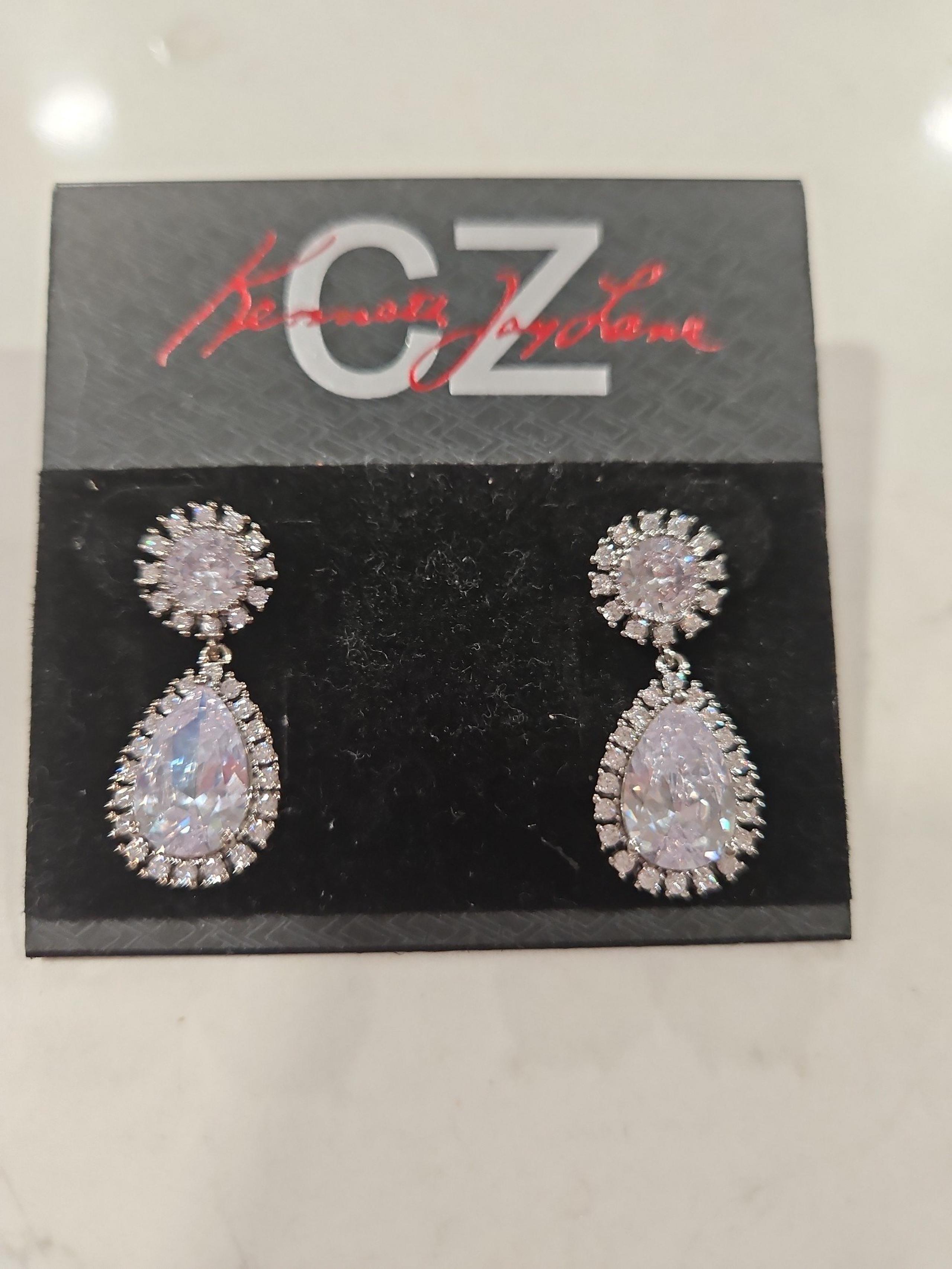 Kenneth Jay Lane CUBIC ZIRCONIA 1" EARRINGS/ FREE SHIPPING
