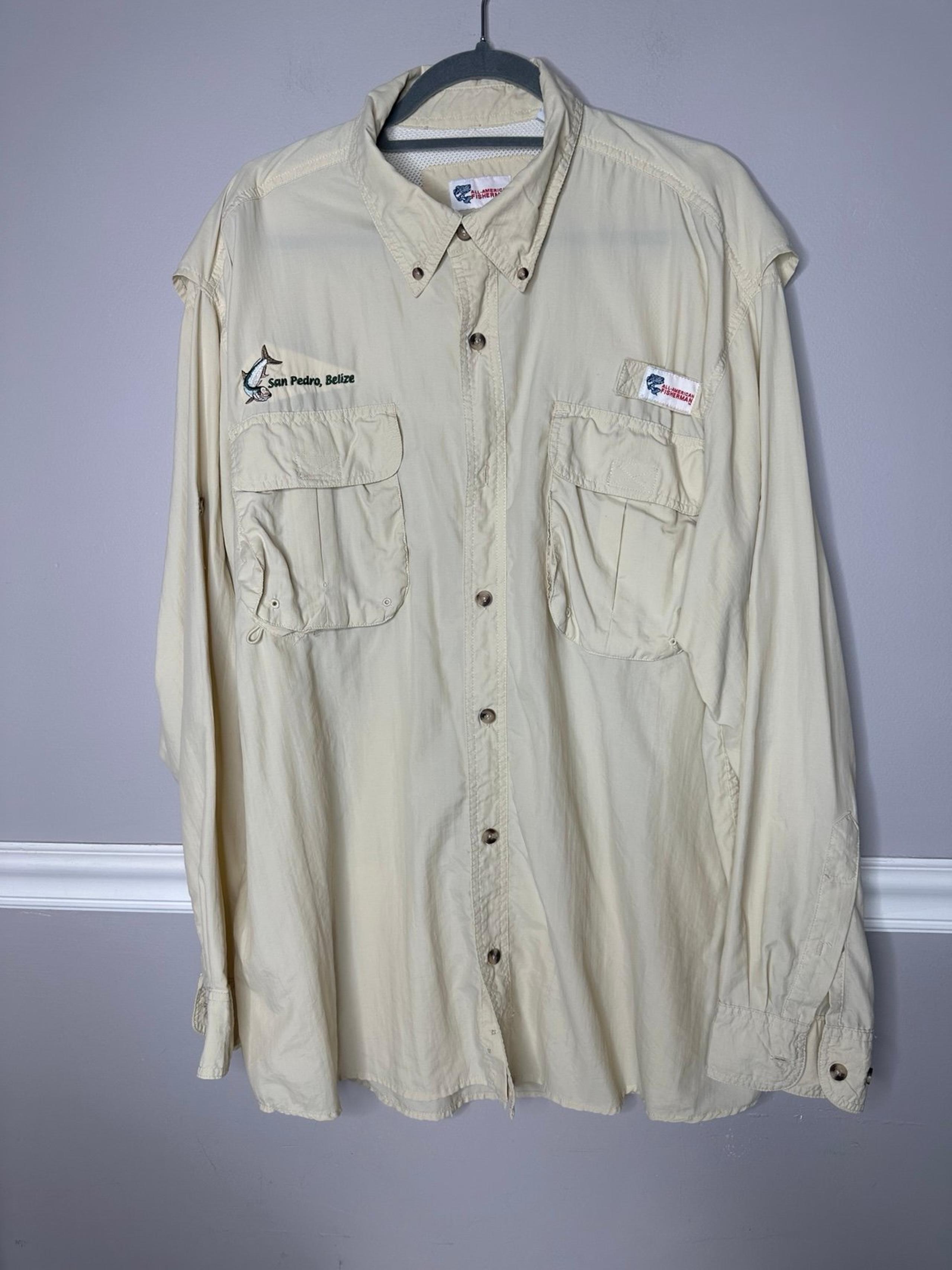 All American fisherman vented, long sleeve shirt nylon men’s XL Ocean Beach Sun
