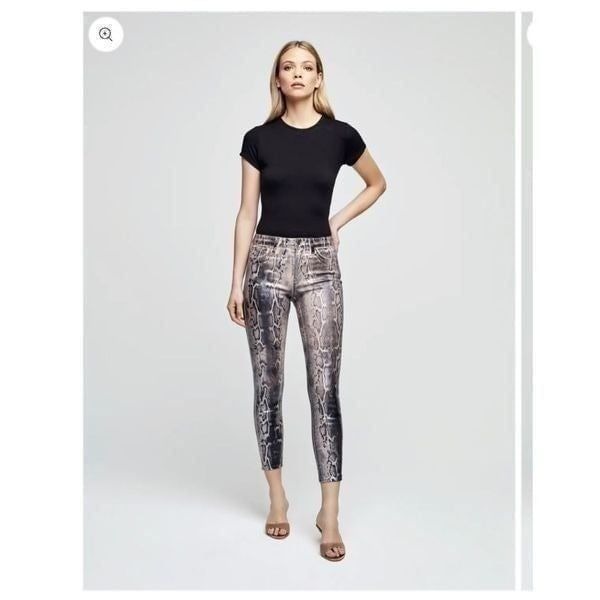 L'AGENCE Margot High Rise Skinny Jean in PETAL/BLK SNAKE SKIN CRACKLE FOIL