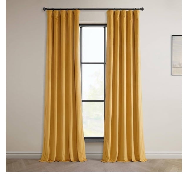 Heritage Plush Velvet Curtains Long Room Darkening 50 in W x 108 in L 2 panels