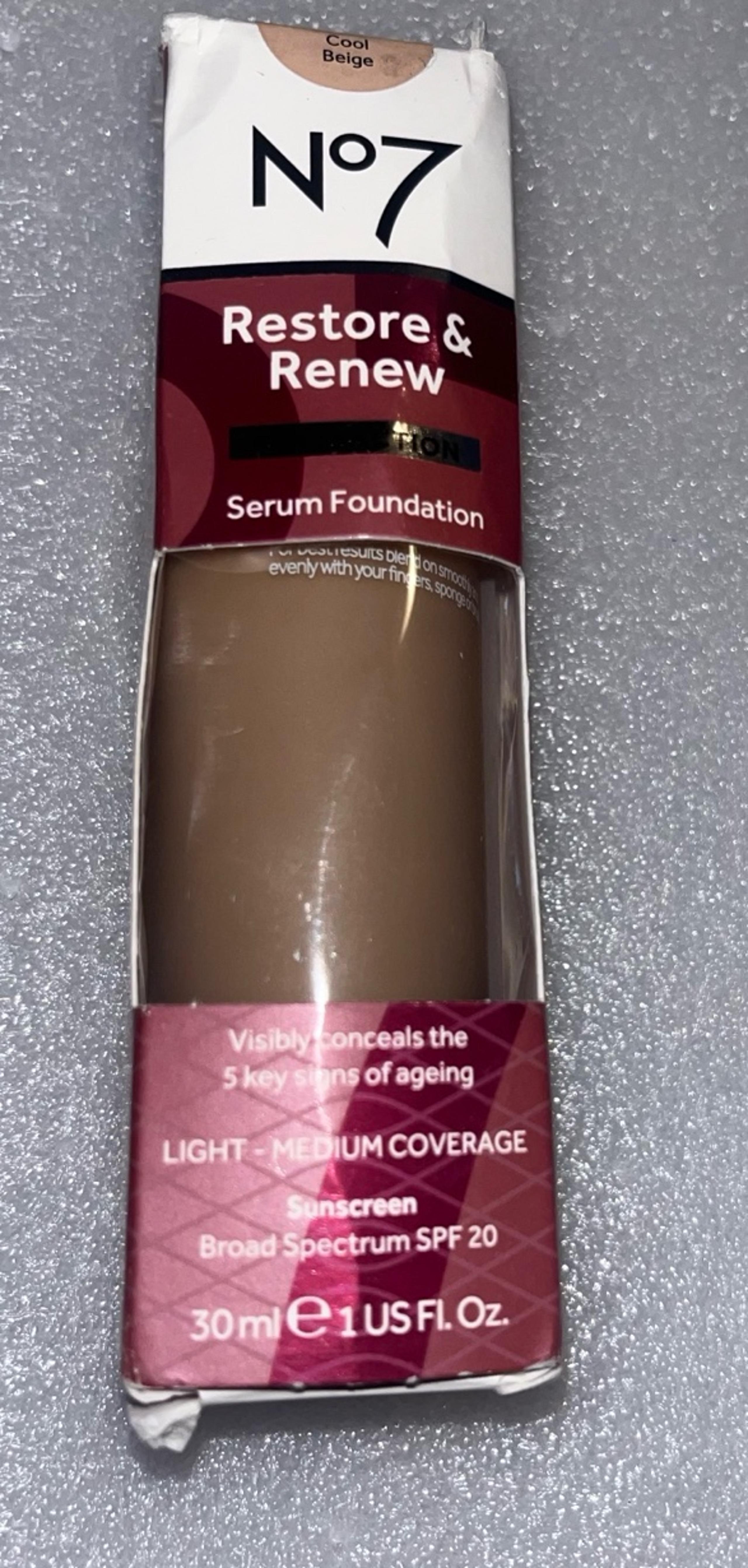 No7 Restore & Renew Multi Action Serum Foundation Cool Beige Liquid