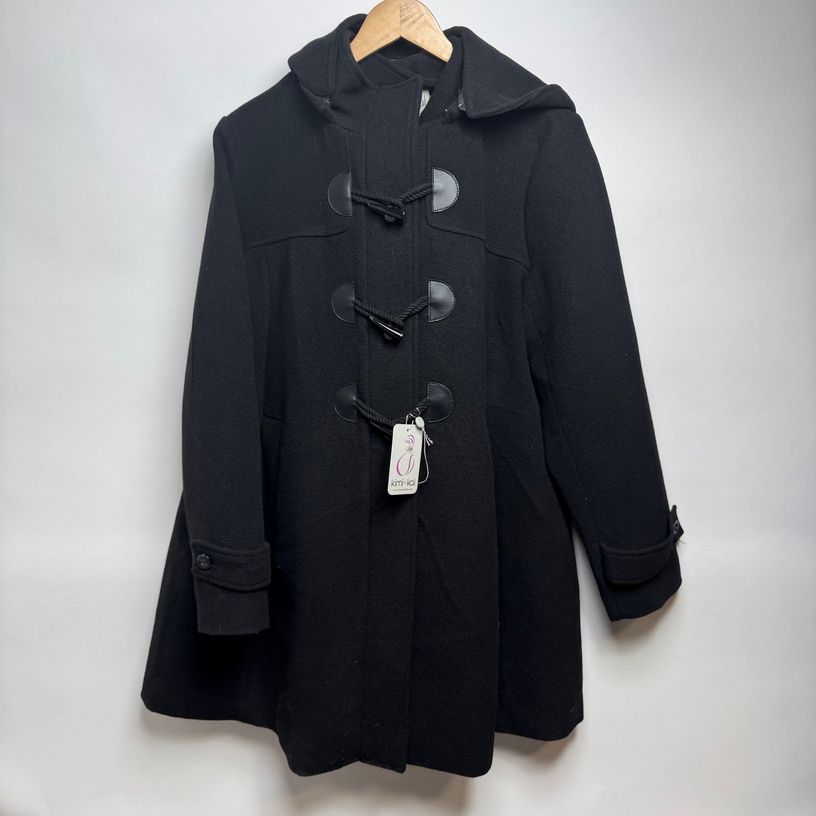 KIMI & KAI Women’s XL Black NWT Wool Blend Maternity Duffle A-line Coat
