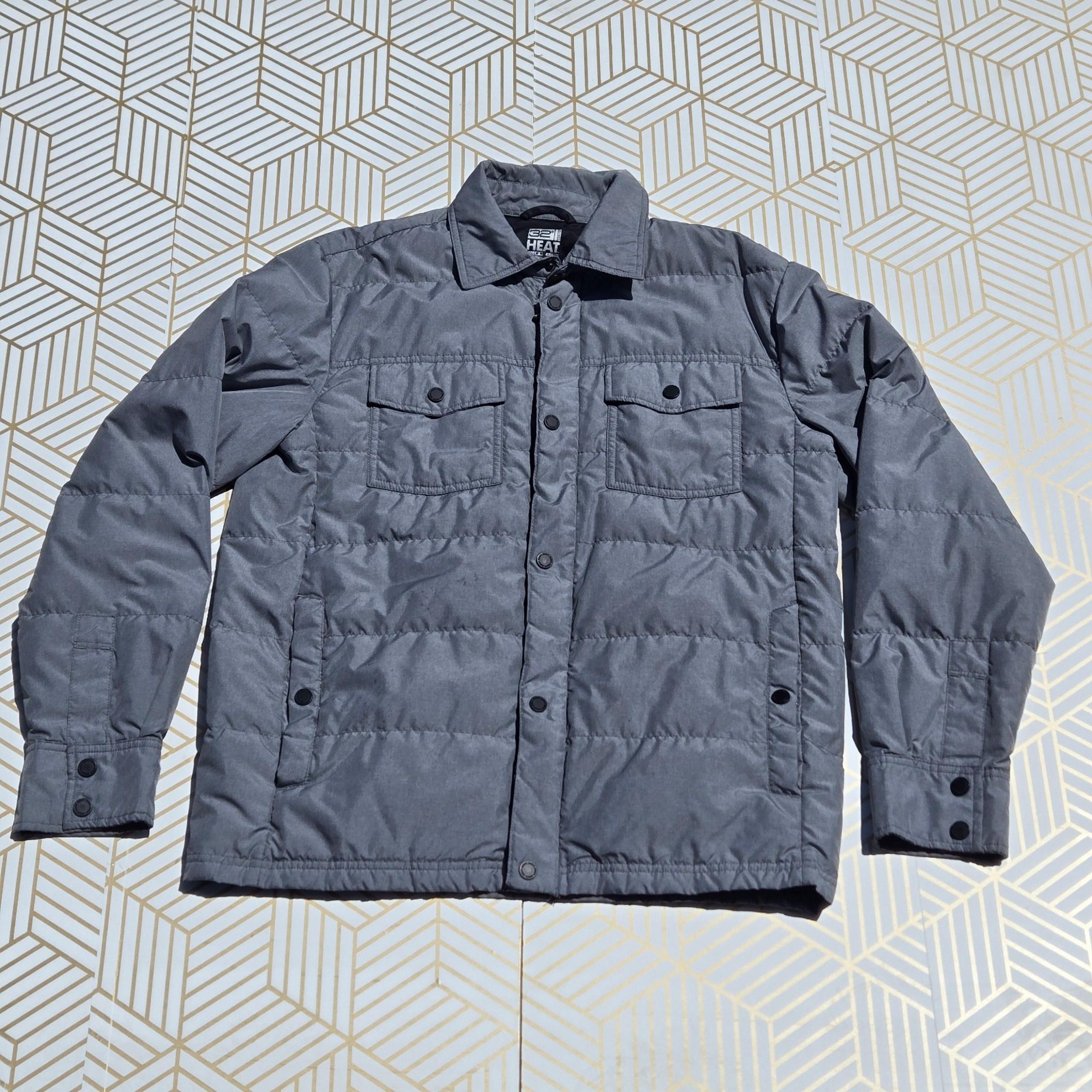 32 DEGREES HEAT Men's Packable Puffer Down Shirt Size S Gray Lightweight Outdoor