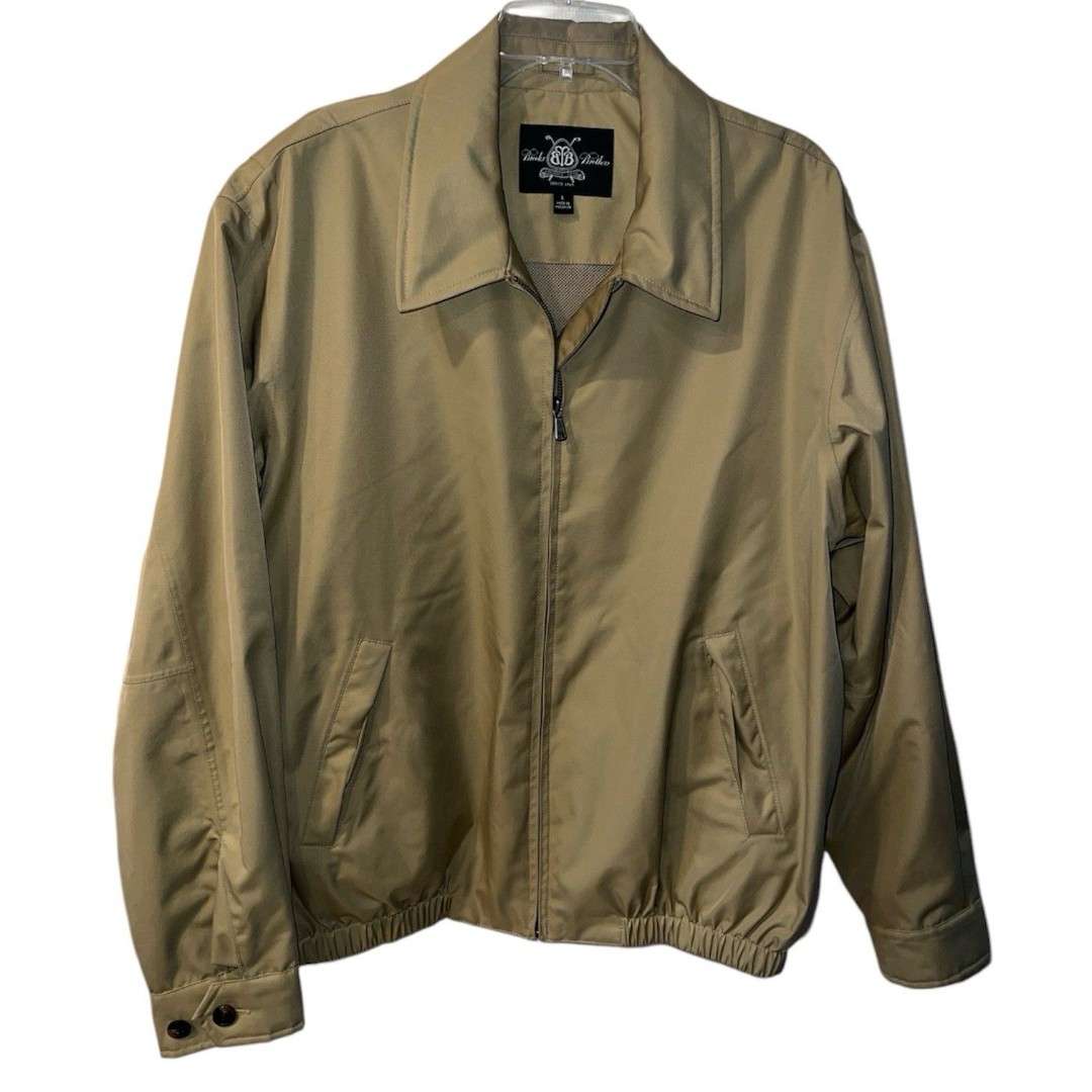 Brooks Brothers Jacket Mens Large Lined Cotton Country Club Full Zip Golf Bomber