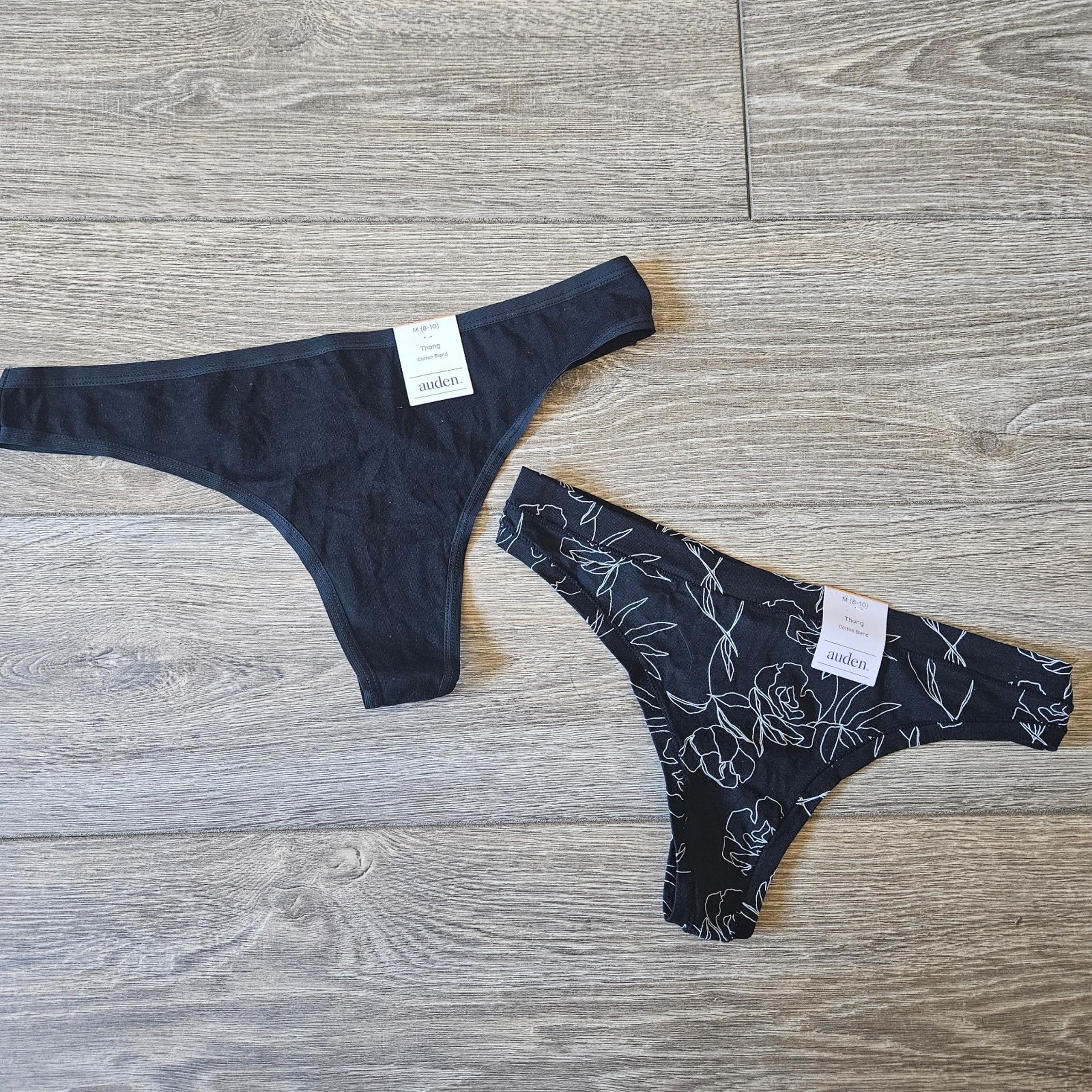 Auden Black Cotton Blend Thong Panties Bundle of 2