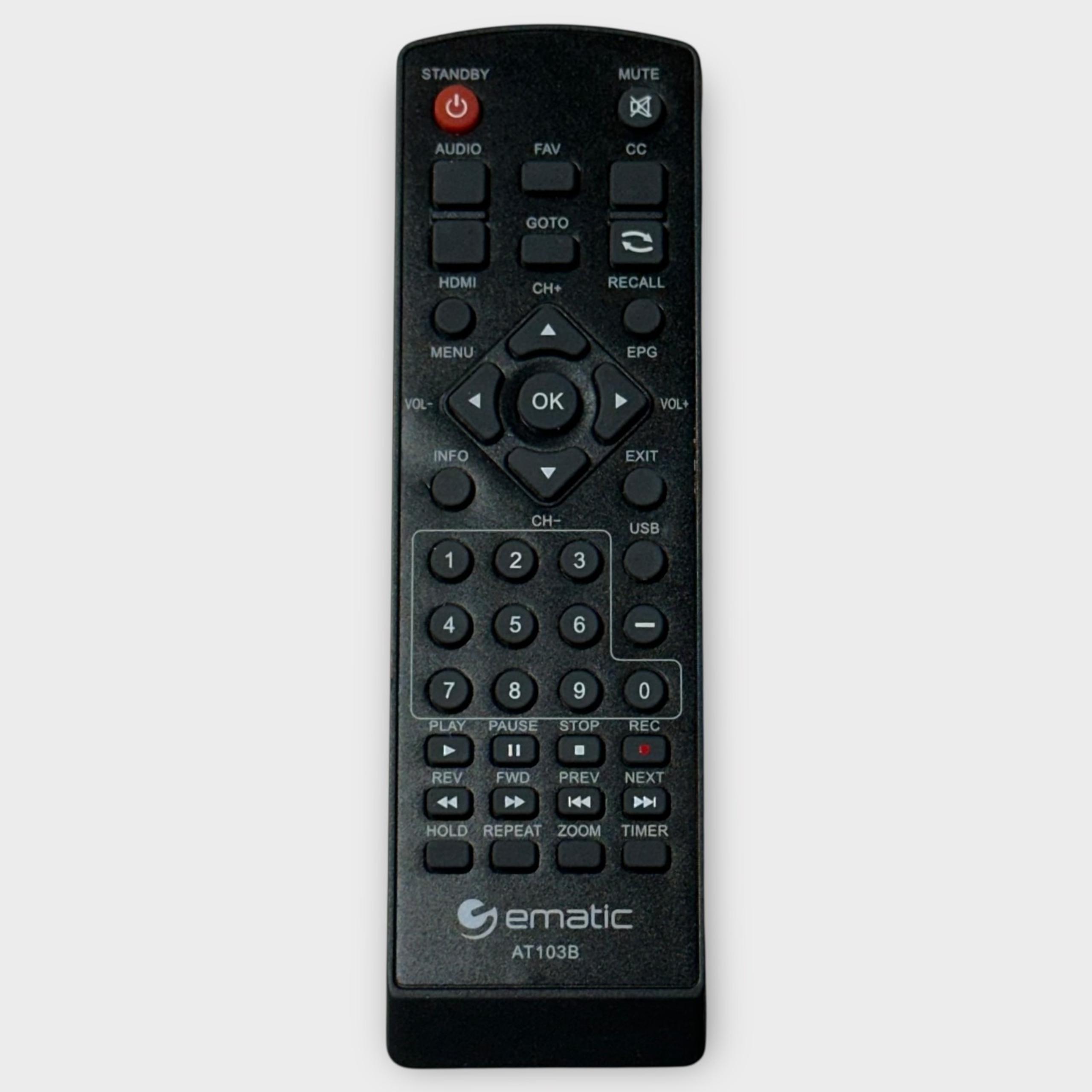 Ematic AT103B Digital TV  Converter Box  Remote Control Genuine OEM Tested