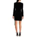 NWT Belle Badgley Mischka Harley Black Velvet Crew Neck Long Sleeve Fringe Dress