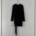NWT Belle Badgley Mischka Harley Black Velvet Crew Neck Long Sleeve Fringe Dress