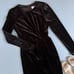 NWT Belle Badgley Mischka Harley Black Velvet Crew Neck Long Sleeve Fringe Dress