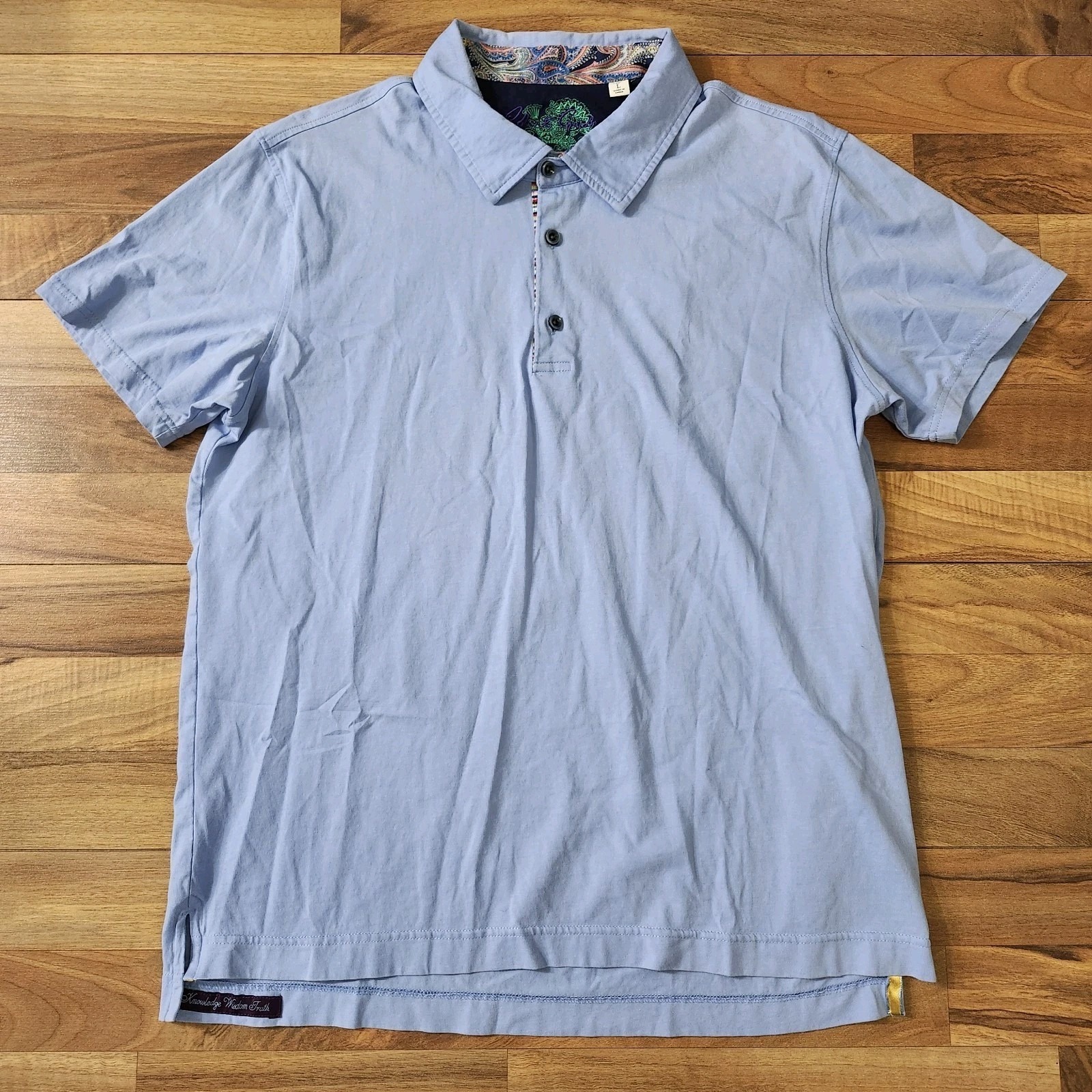 Robert Graham Light Blue Polo Shirt Size LARGE EUC