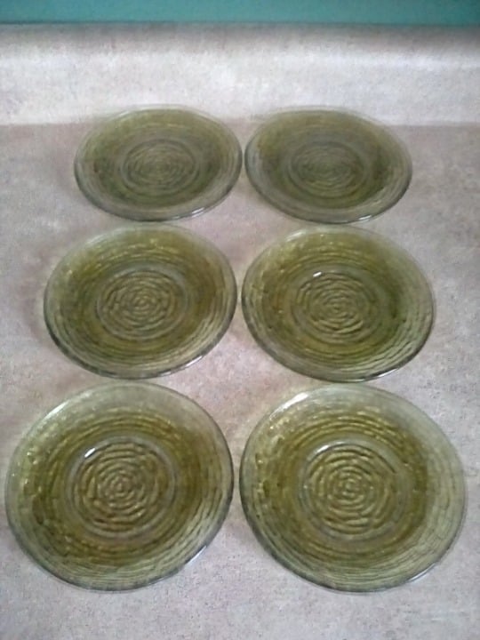 Vintage 6 Green Saucers
