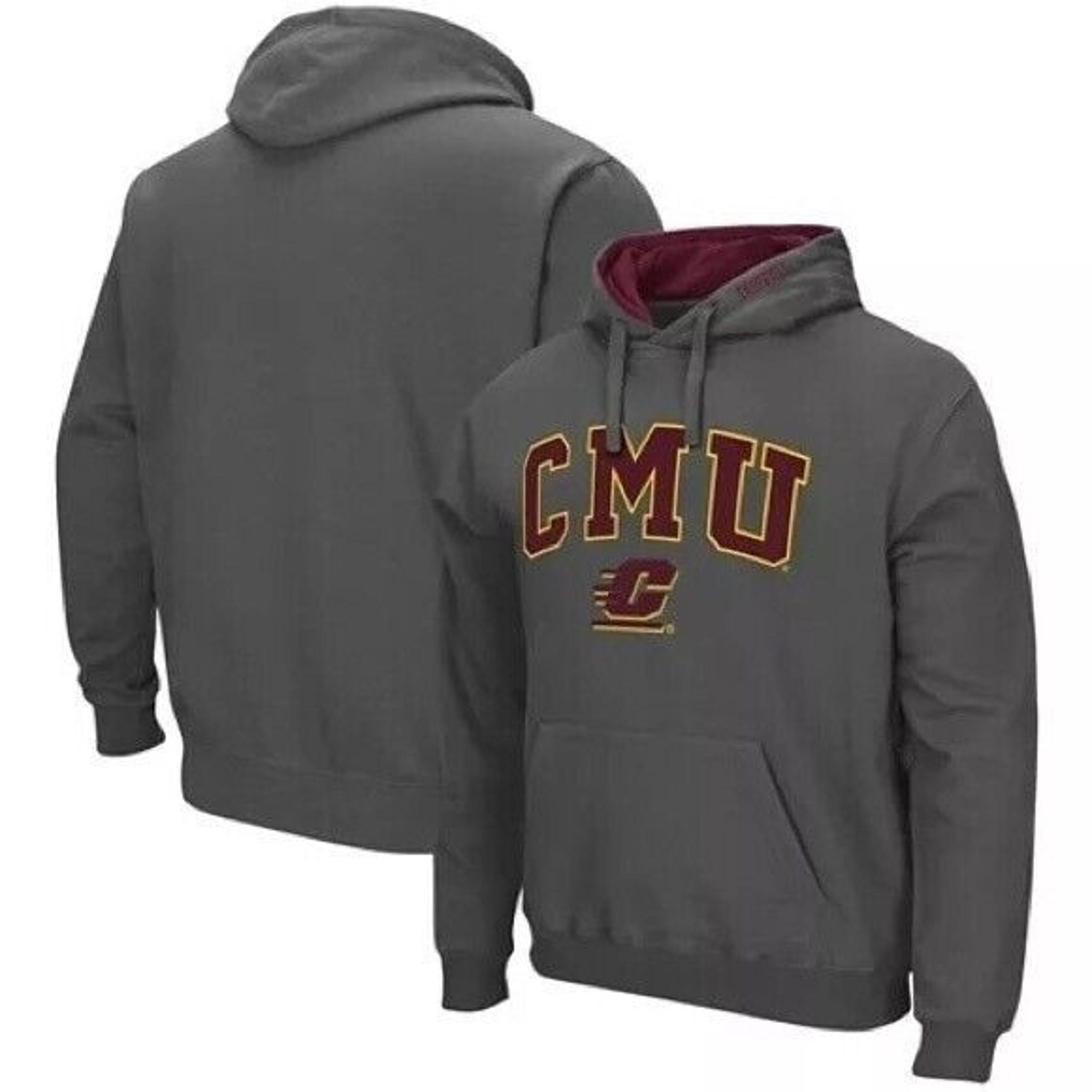 COLOSSEUM Men's Charcoal Cent. Michigan Chippewas Arch Logo Pullover Hoodie L