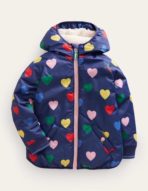 NEW mini boden Printed Sherpa Lined Anorak 6/7