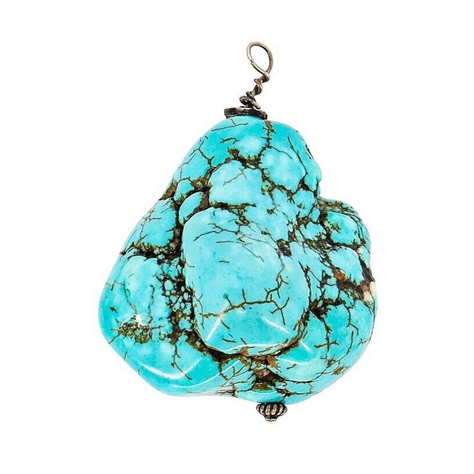 Big Large Chunky 43 Grams GRAMS Natural Turquoise Nugget Pendant ~1 1/2”