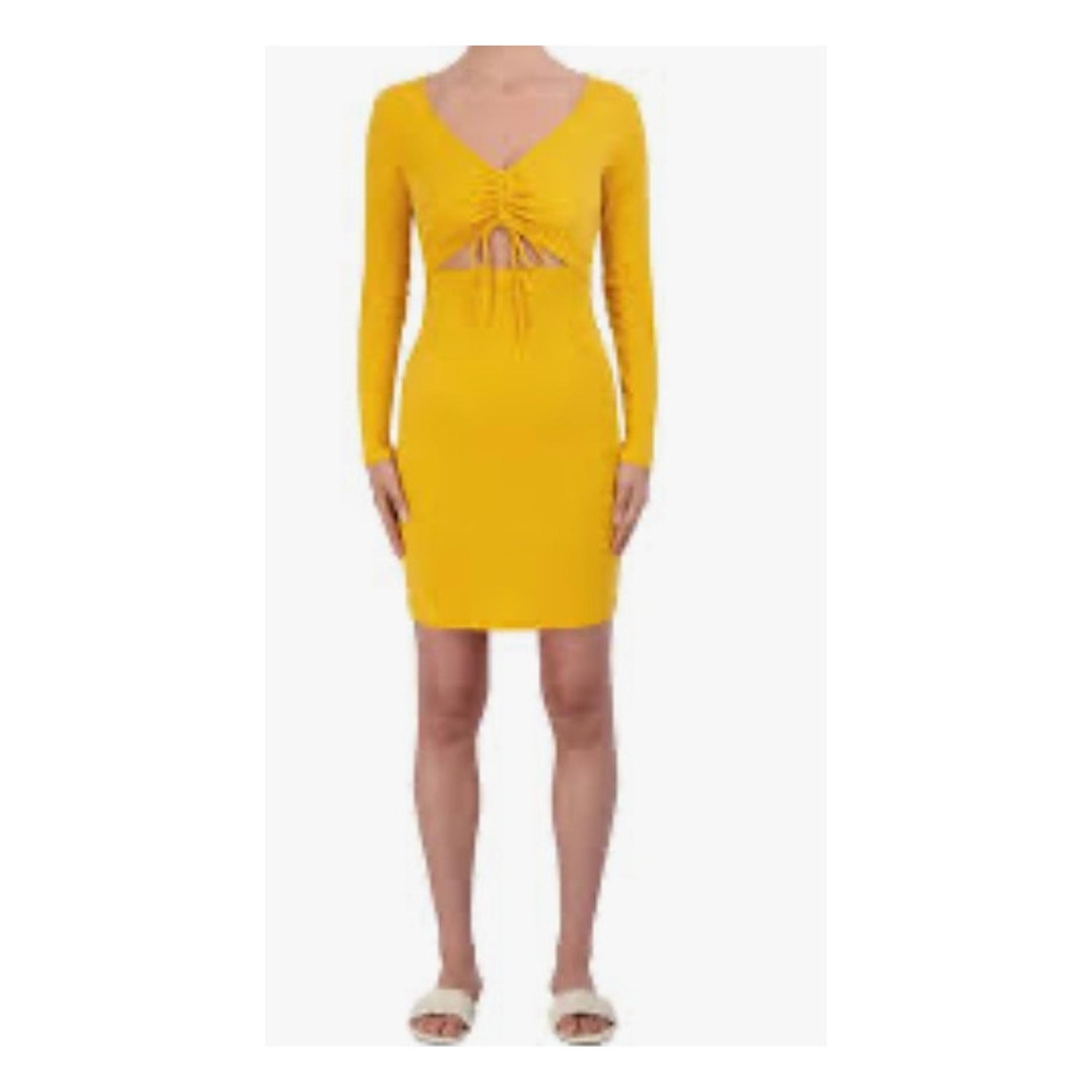 1111BCBG PARIS Rib Knit Cut Out Long Sleeve Body Con Dress LG