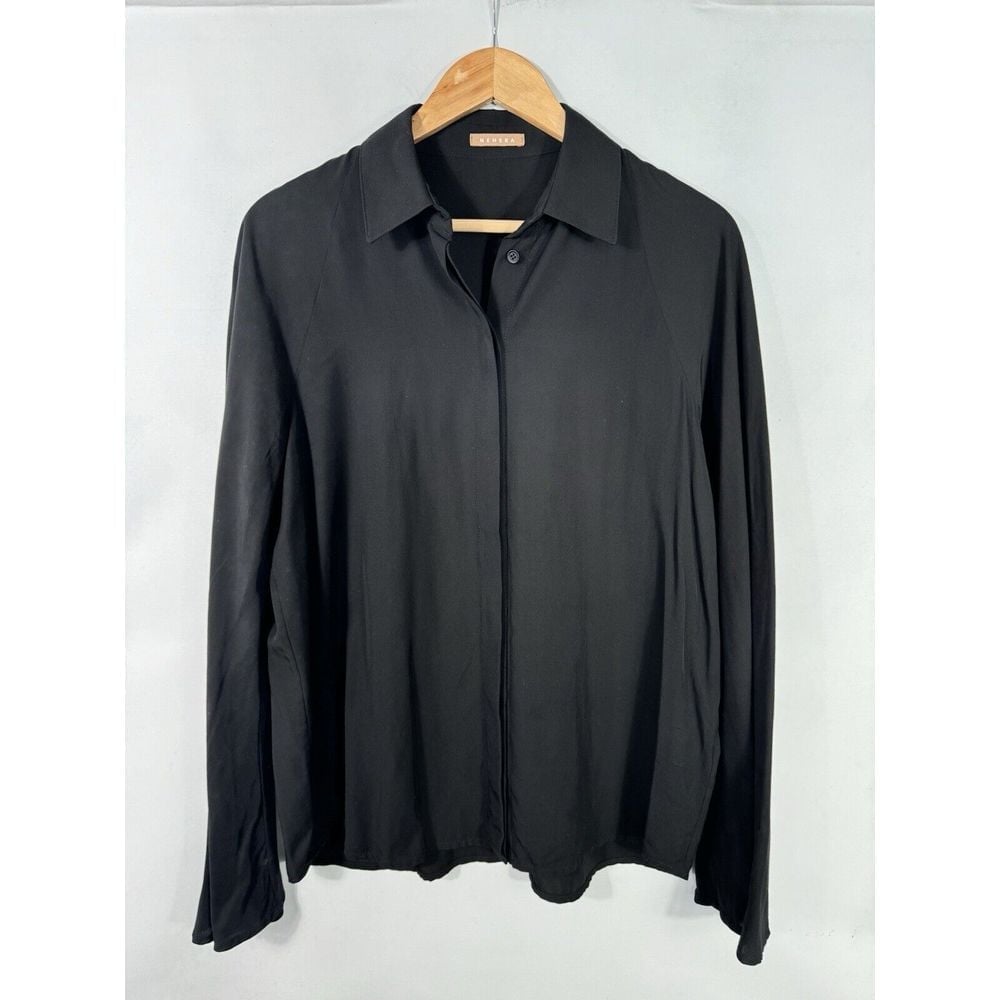 Nehera Women's Size 38 Black Micro Modal Button Down Shirt