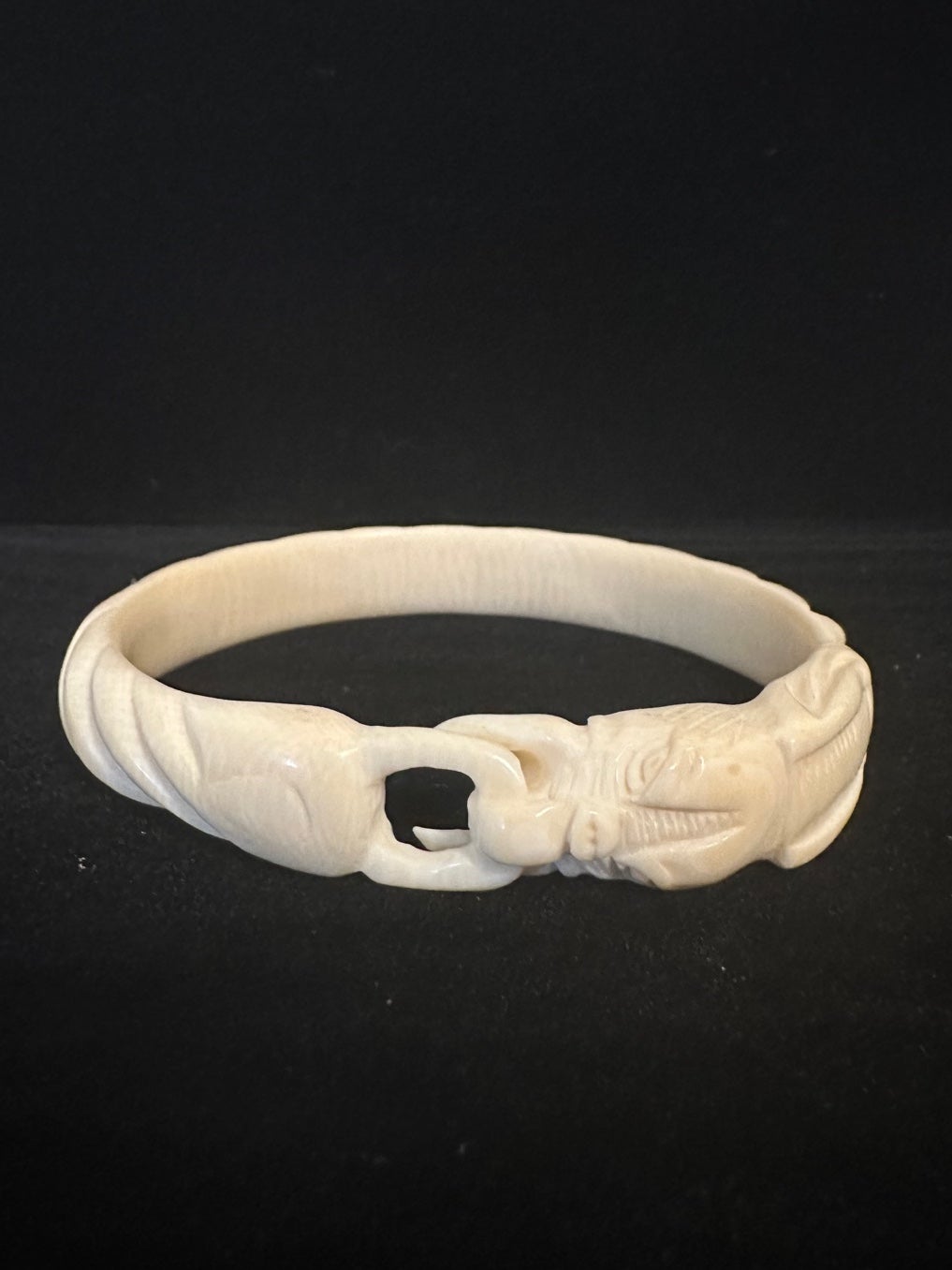 Antique Carved Bovine Bone Bangle Bracelet