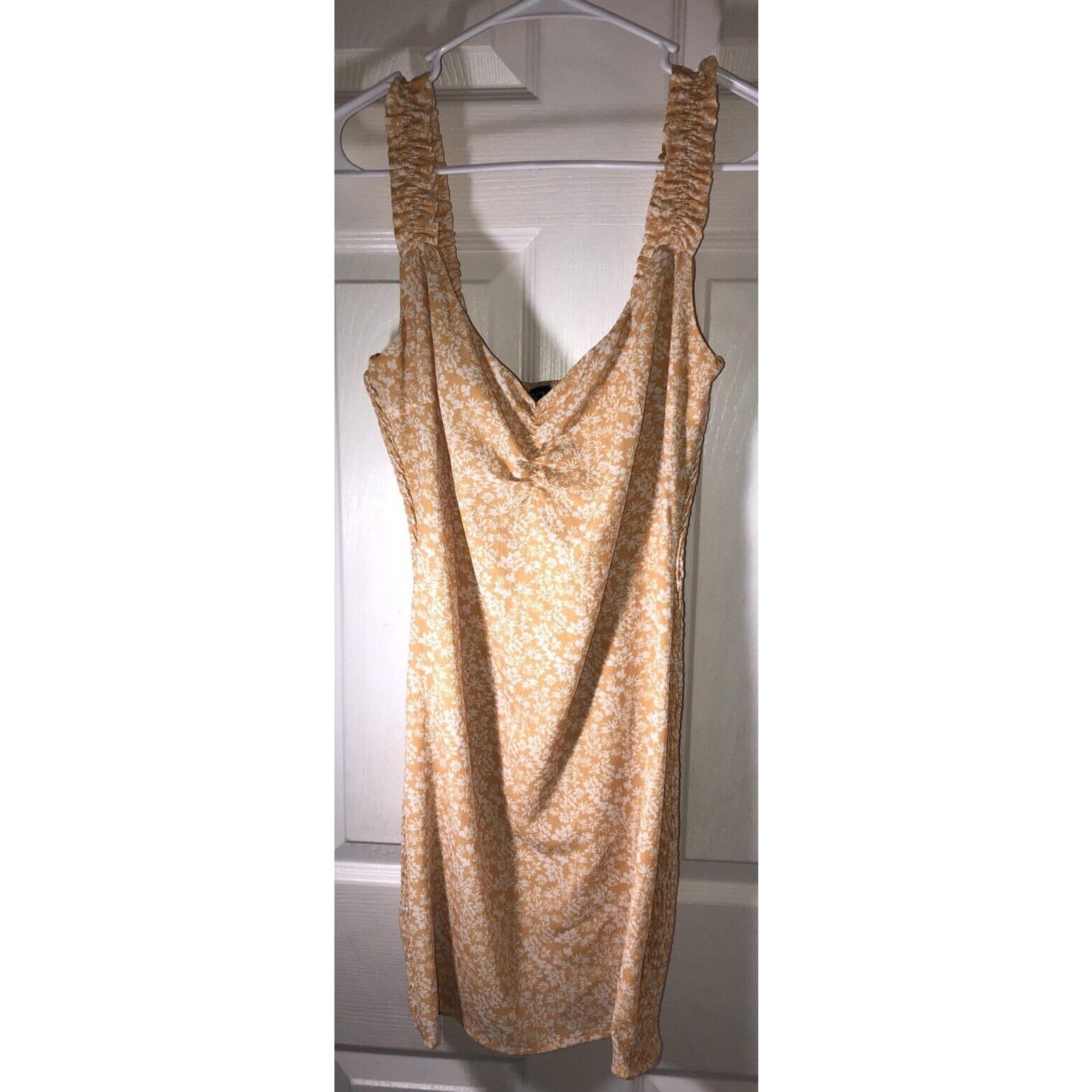 Dress Cottagecore Yellow Smocked Elastic Ruffle Straps Size M - Windsor