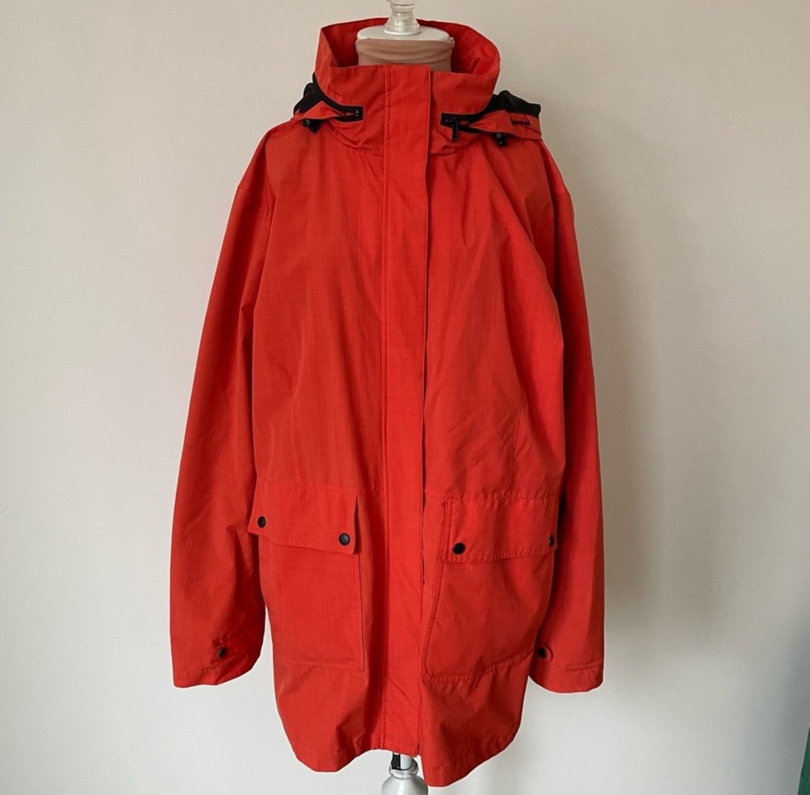 Pendleton Orange Water Proof Packable Hood Flap Cargo Pocket Raincoat Size XL