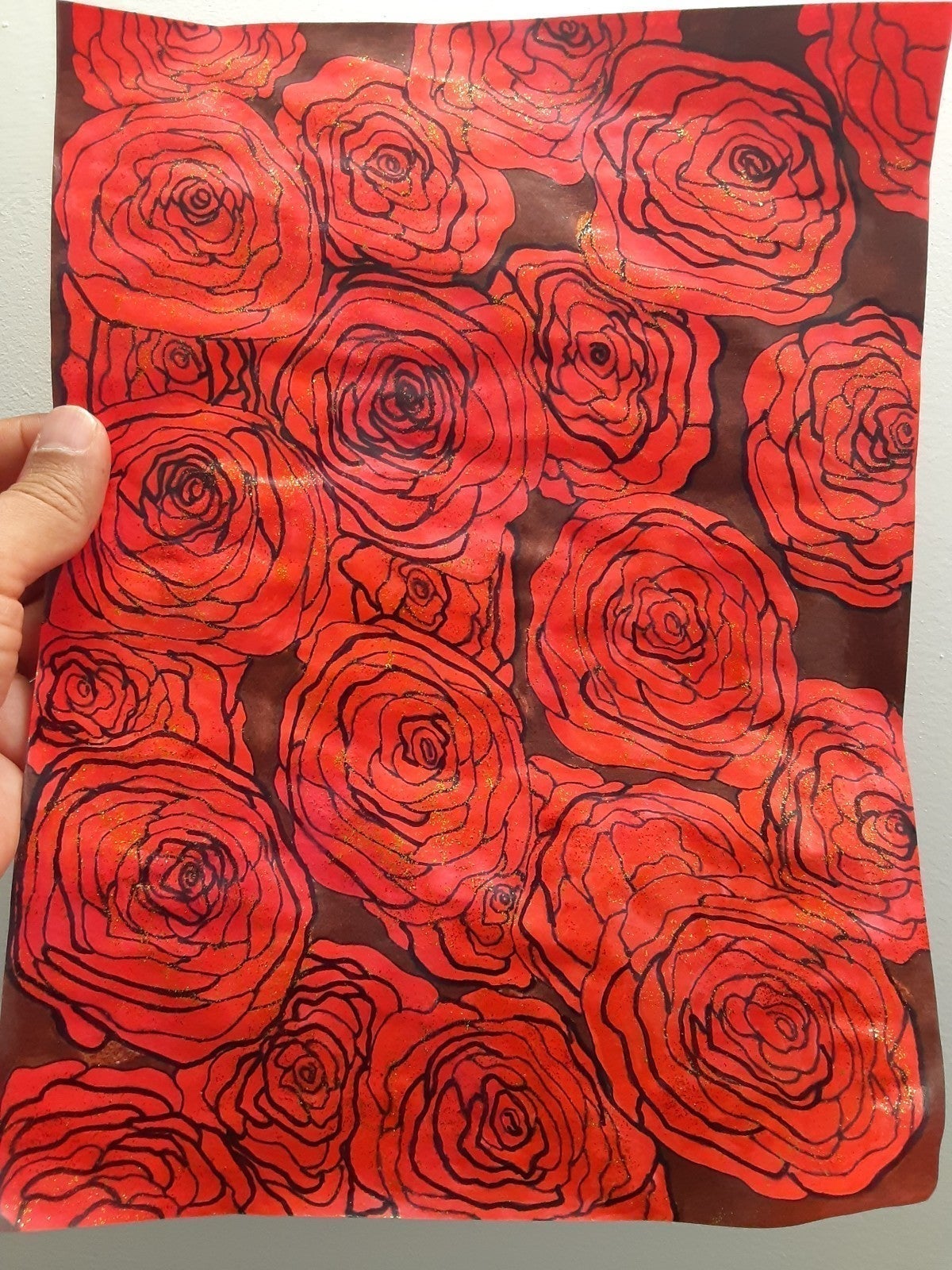 Handdrawn Red Rose Art
