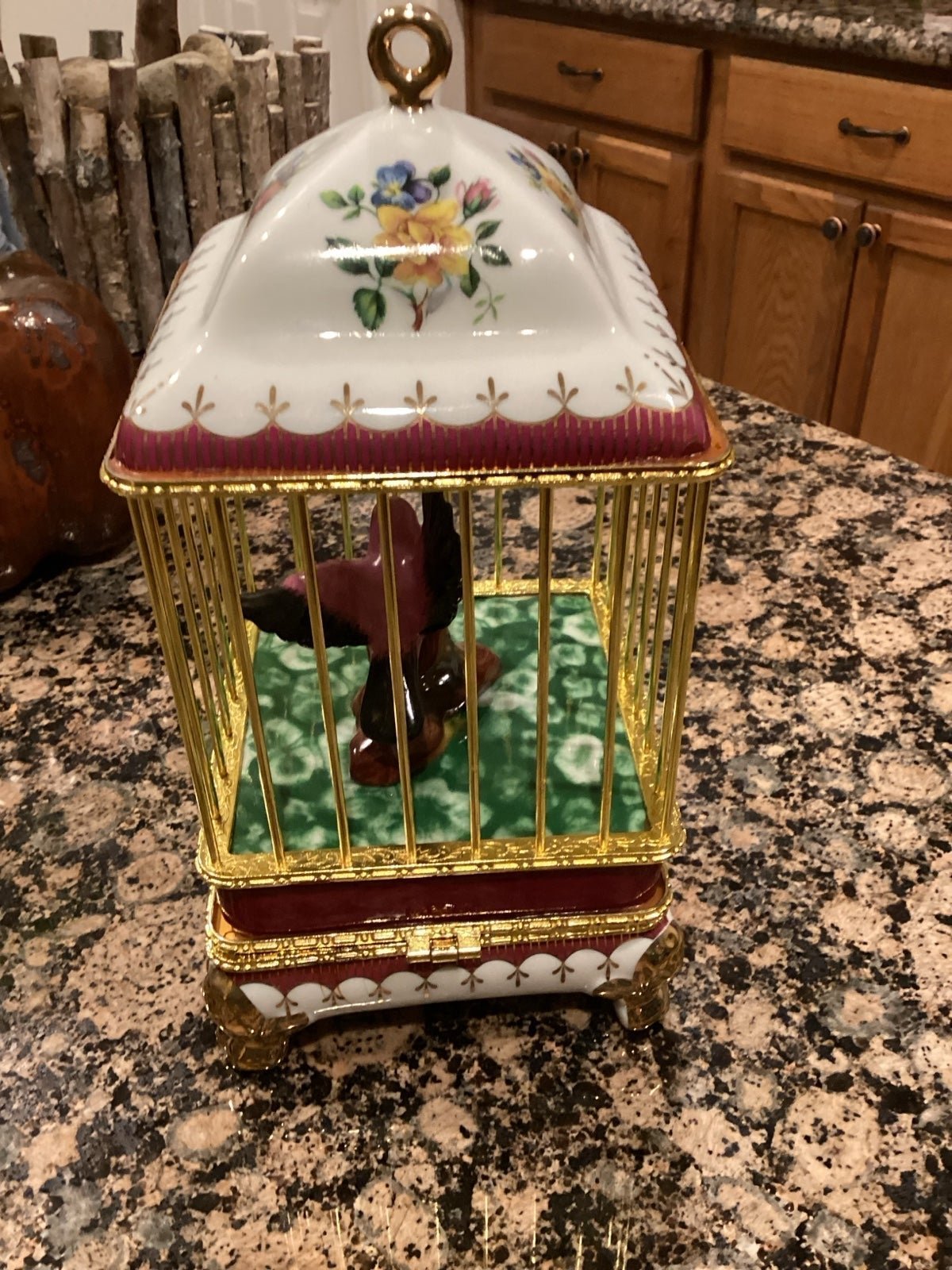 Vintage imperial porcelain birdcage jewelry box