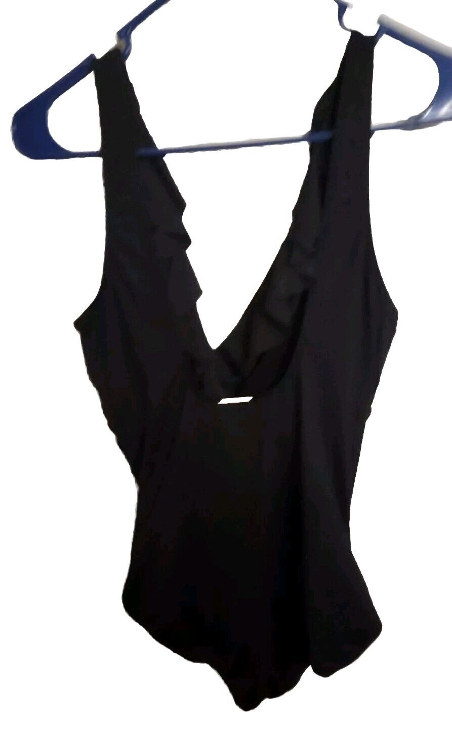 RALPH LAUREN Ruffle Surplice One-Piece Swimsuit Slimming Fit Black 8